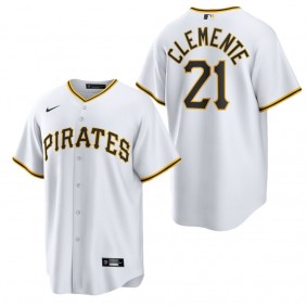 Men's Pittsburgh Pirates Roberto Clemente White Home Replica Player Name Jersey