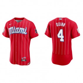 Men's Miami Marlins Roman Quinn Red 2021 City Connect Authentic Jersey
