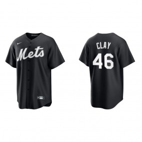 Men's New York Mets Sam Clay Black White Replica Official Jersey