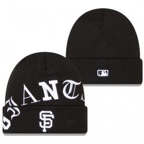 Men's San Francisco Giants Black Old English Letter Cuffed Knit Hat