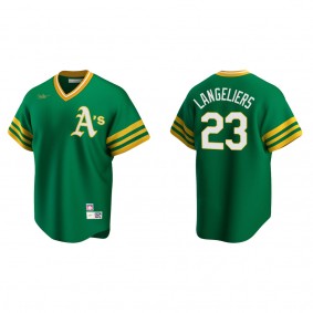 Men's Shea Langeliers Oakland Athletics Kelly Green Cooperstown Collection Road Jersey