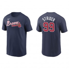Men's Atlanta Braves Spencer Strider Navy Name & Number T-Shirt