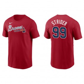 Men's Atlanta Braves Spencer Strider Red Name & Number T-Shirt