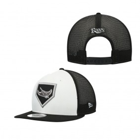 Men's Tampa Bay Rays White Black 2022 Clubhouse Trucker 9FIFTY Snapback Adjustable Hat