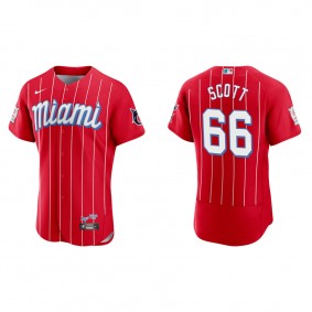 Men's Miami Marlins Tanner Scott Red 2021 City Connect Authentic Jersey