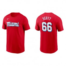 Men's Miami Marlins Tanner Scott Red 2021 City Connect Wordmark T-Shirt