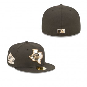 Men's Texas Rangers Black Arlington Stadium Wheat Undervisor 59FIFTY Fitted Hat