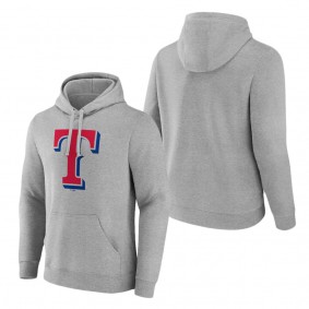 Men's Texas Rangers Heather Gray Official Logo Fitted Pullover Hoodie