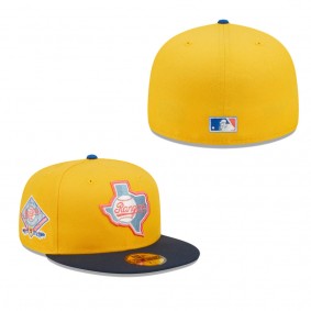 Men's Texas Rangers New Era Gold Azure Arlington Stadium Undervisor 59FIFTY Fitted Hat