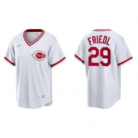 Men's TJ Friedl Cincinnati Reds White Cooperstown Collection Home Jersey