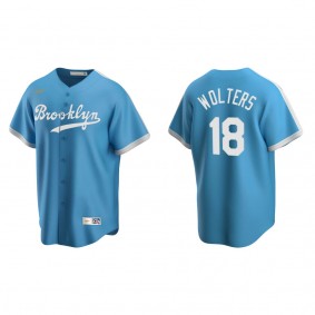 Men's Los Angeles Dodgers Tony Wolters Light Blue Cooperstown Collection Alternate Jersey