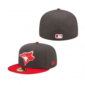 Men's Toronto Blue Jays Charcoal Red Two Tone Color Pack 59FIFTY Fitted Hat