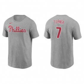 Men's Philadelphia Phillies Trea Turner Gray Name & Number T-Shirt
