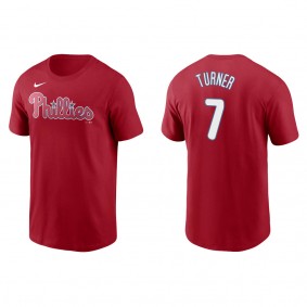 Men's Philadelphia Phillies Trea Turner Red Name & Number T-Shirt