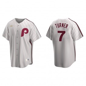 Men's Philadelphia Phillies Trea Turner White Cooperstown Collection Home Jersey
