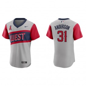 Men's Los Angeles Angels Tyler Anderson Gray Little League Classic Authentic Jersey