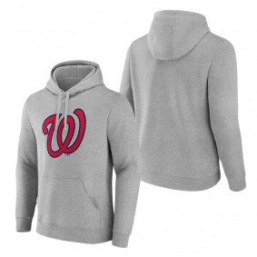 Men's Washington Nationals Heather Gray Official Logo Fitted Pullover Hoodie