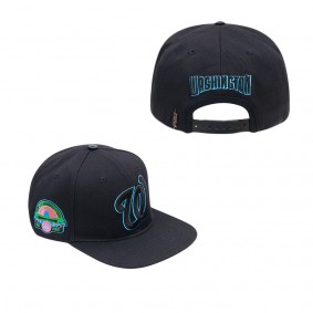 Men's Washington Nationals Pro Standard Black Cooperstown Collection Neon Prism Snapback Hat