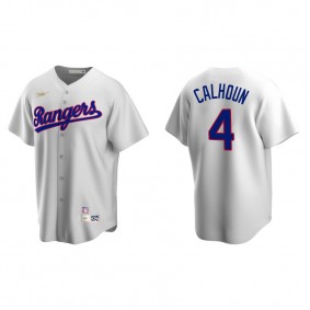 Men's Texas Rangers Willie Calhoun White Cooperstown Collection Home Jersey