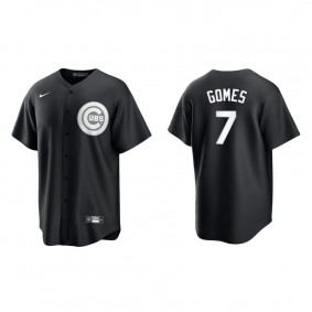 Men's Chicago Cubs Yan Gomes Black White Replica Official Jersey