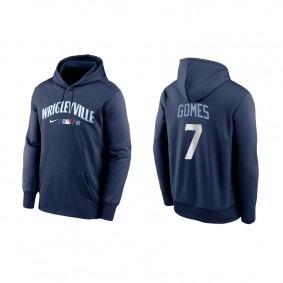Men's Chicago Cubs Yan Gomes Navy 2021 City Connect Pullover Hoodie