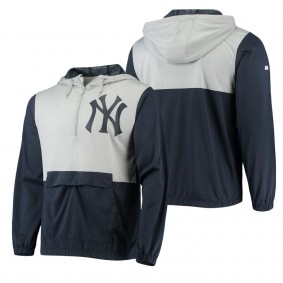 Men's New York Yankees Stitches Navy Gray Anorak Hoodie Half-Zip Jacket
