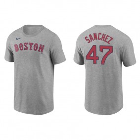 Men's Boston Red Sox Yolmer Sanchez Gray Name & Number Nike T-Shirt