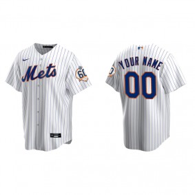 Men's Mets Custom White 60th Anniversary Replica Jersey