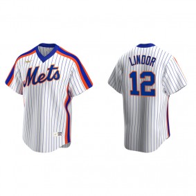 Men's New York Mets Francisco Lindor White Cooperstown Collection Home Jersey