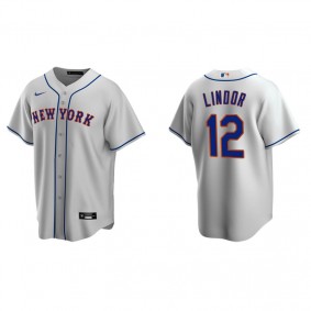 Men's New York Mets Francisco Lindor Gray Replica Road Jersey