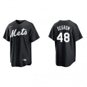 Men's New York Mets Jacob deGrom Black White Replica Official Jersey