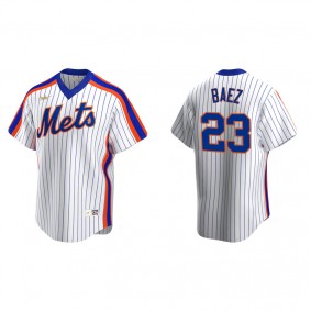 Men's New York Mets Javier Baez White Cooperstown Collection Home Jersey