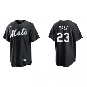 Men's New York Mets Javier Baez Black White Replica Official Jersey