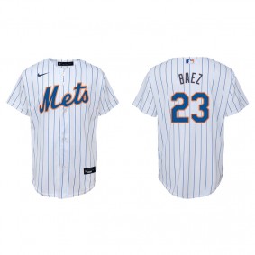 Youth New York Mets Javier Baez White Replica Home Jersey