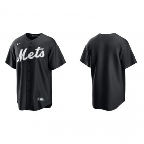 Men's New York Mets Black White Replica Official Jersey