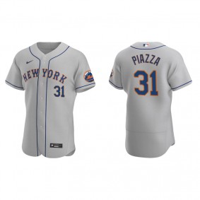 Men's New York Mets Mike Piazza Gray Authentic Road Jersey