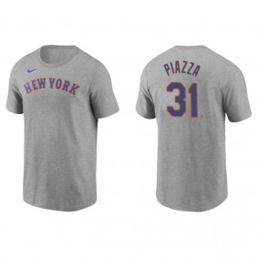 Men's New York Mets Mike Piazza Gray Name & Number Nike T-Shirt
