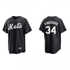 Men's New York Mets Noah Syndergaard Black White Replica Official Jersey