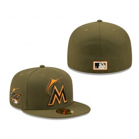 Miami Marlins New Era 2017 All-Star Game Hunter Flame Undervisor 59FIFTY Fitted Hat Olive
