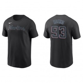 Men's Miami Marlins Bryan Hoeing Black Name & Number T-Shirt