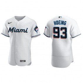 Men's Miami Marlins Bryan Hoeing White Authentic Home Jersey