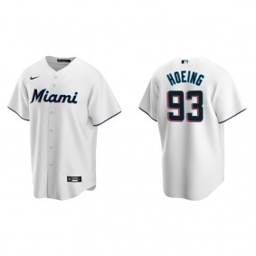 Men's Miami Marlins Bryan Hoeing White Replica Home Jersey