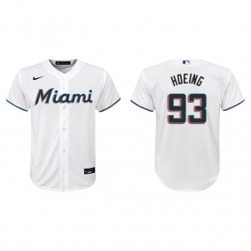 Youth Miami Marlins Bryan Hoeing White Replica Home Jersey