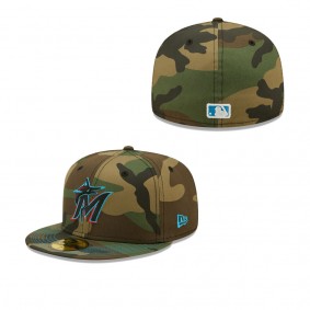 Men's Miami Marlins Camo Team Color Undervisor 59FIFTY Fitted Hat
