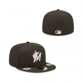 Miami Marlins Double Roses Fitted Hat