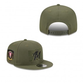 Men's Miami Marlins Green 2023 Armed Forces Day 9FIFTY Snapback Adjustable Hat