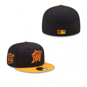 Men's Miami Marlins Navy Gold Primary Logo 59FIFTY Fitted Hat