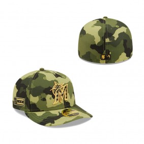 Men's Miami Marlins New Era Camo 2022 Armed Forces Day On-Field Low Profile 59FIFTY Hat