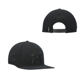 Miami Marlins Pro Standard Black Triple Black Wool Snapback Hat