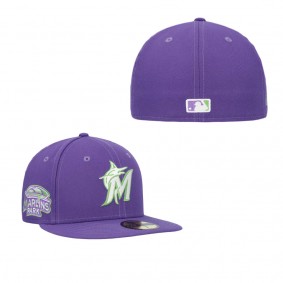 Men's Miami Marlins Purple Lime Side Patch 59FIFTY Fitted Hat